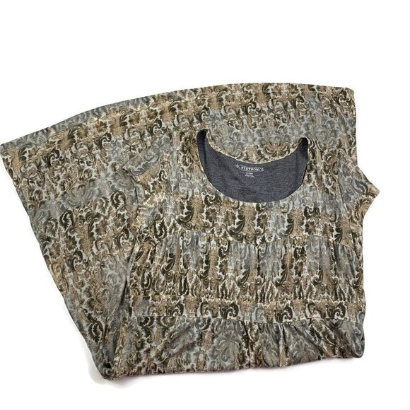 Stetson Rayon Blend Cap Sleeve Scoop Neck Paisley/Floral Print Dress Women's L - Picture 1 of 9